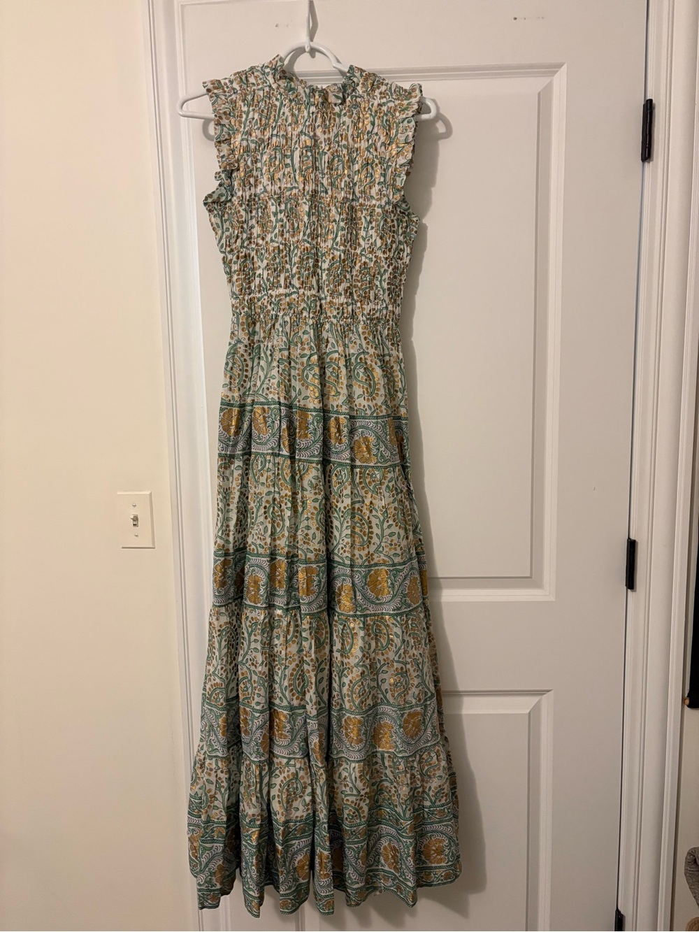 Oliphant Sleeveless Smocked Maxi Dress Marseille Green